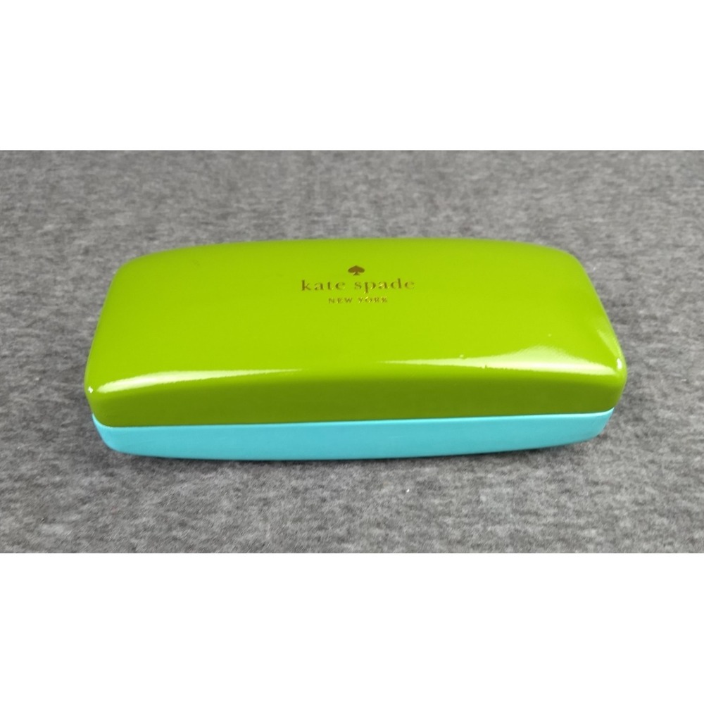 Kate Spade NY Eyeglasses Sunglasses Case Green & Blue Hard Clamshell Eyes Inside